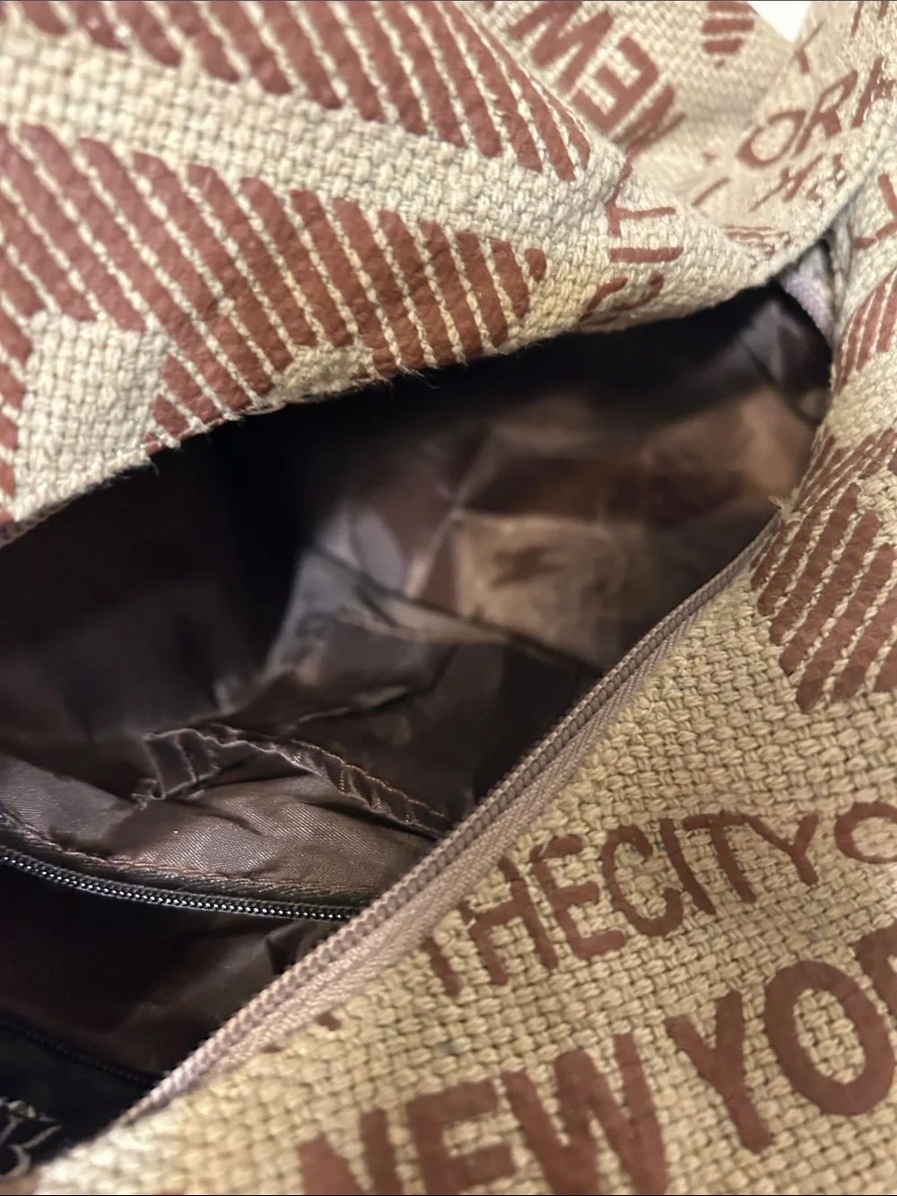 Robin Ruth New York Canvas Shoulder Bag - Brown/Cream